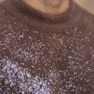 Brown Fuzzy Jacquard Knit Sweater