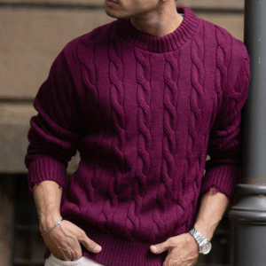 Wine Cable Knit Sweater