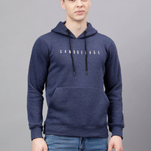 Men Navy Standard Fit Hooded Sweatshirt